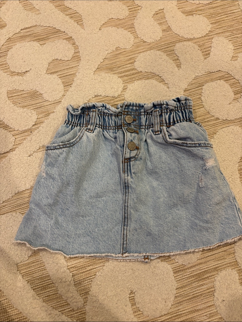 Zara girls High-Waist Light Blue Denim Skirt with Button Front
